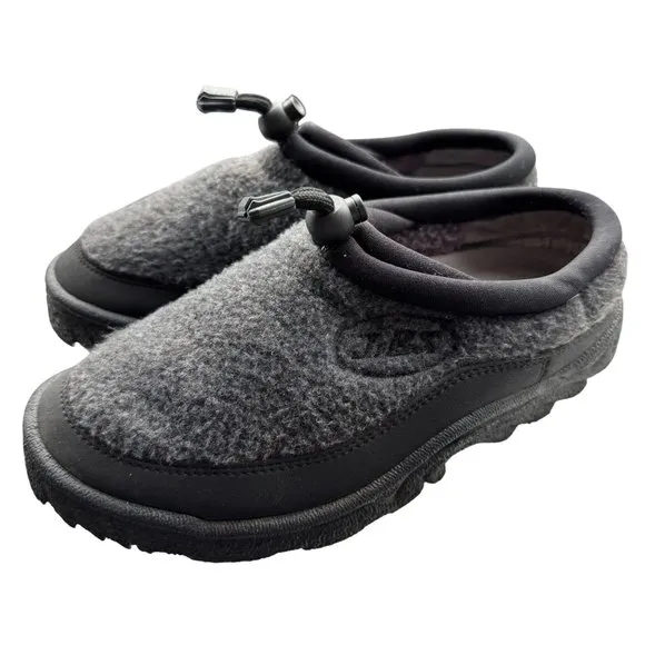 Jibs Gray Fleece Slip-On Shoes Adjustable Toggle Durable Rubber Outsole 6.5 Mens