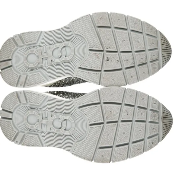 Jimmy Choo Silver &amp; White Chunky Sneakers