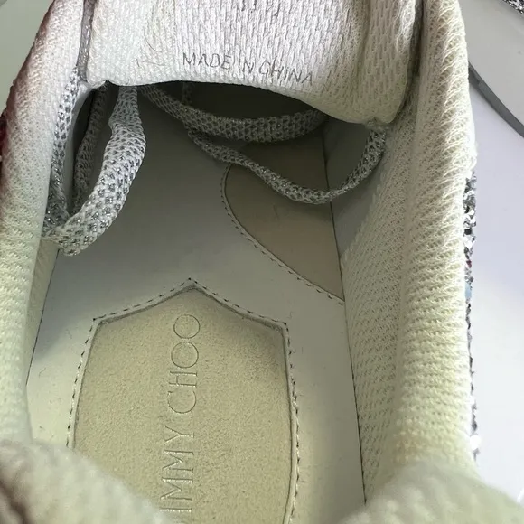 Jimmy Choo Silver &amp; White Chunky Sneakers