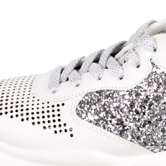 Jimmy Choo Silver &amp; White Chunky Sneakers