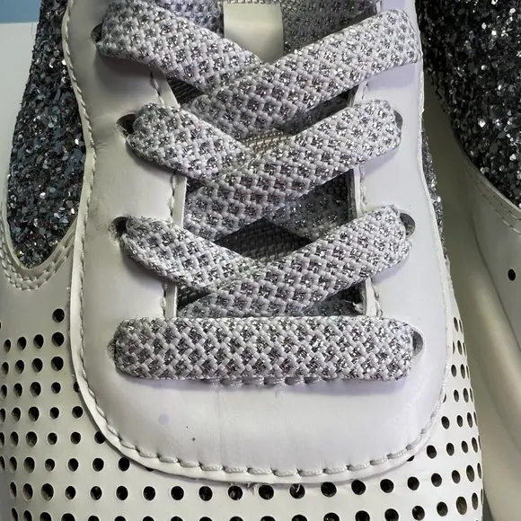 Jimmy Choo Silver &amp; White Chunky Sneakers