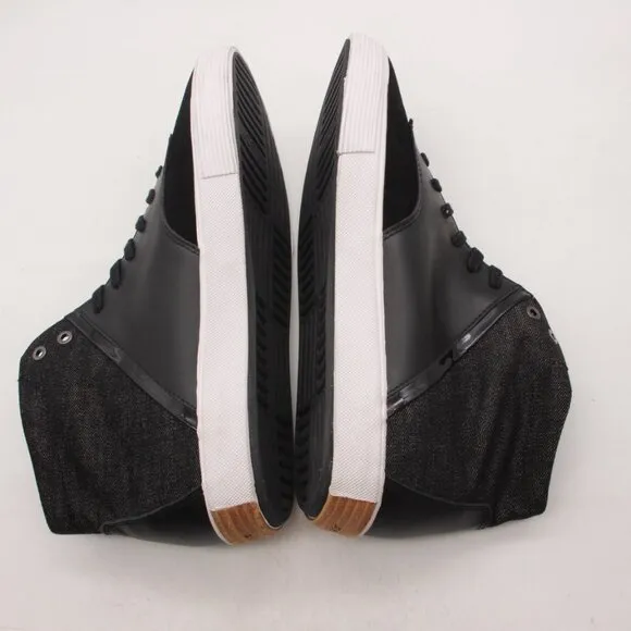 Joe's Jeans High Top Sneakers Men's Size 13 Black Leather Denim Suede Upper
