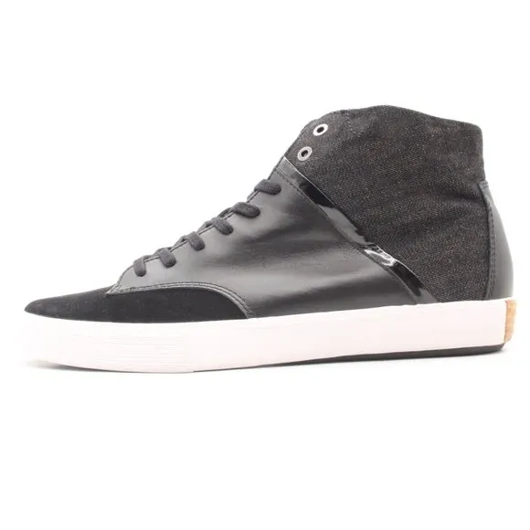 Joe's Jeans High Top Sneakers Men's Size 13 Black Leather Denim Suede Upper