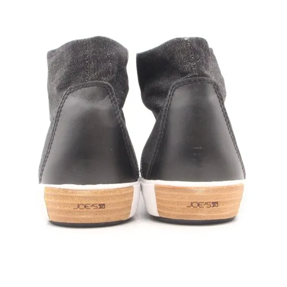 Joe's Jeans High Top Sneakers Men's Size 13 Black Leather Denim Suede Upper