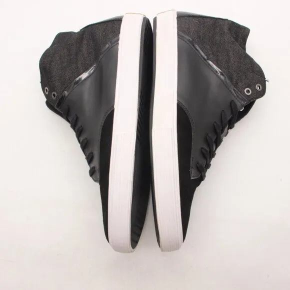 Joe's Jeans High Top Sneakers Men's Size 13 Black Leather Denim Suede Upper