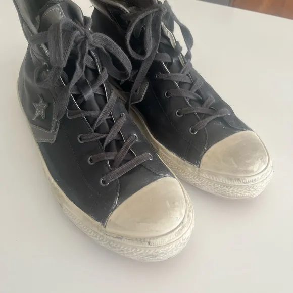 John Varvatos Black and White High-Top Sneakers