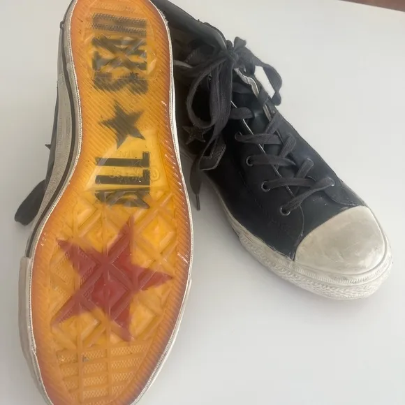 John Varvatos Black and White High-Top Sneakers