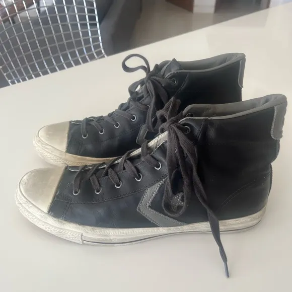 John Varvatos Black and White High-Top Sneakers
