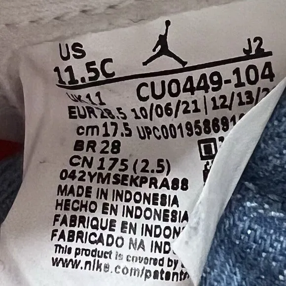 Jordan 1 High Denim Pre School Size 11.5c CU0449-104 Air Jordan High Retro Kid