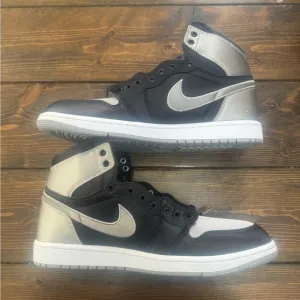 jordan 1 Men's Black and Silver High-Top Sneakers