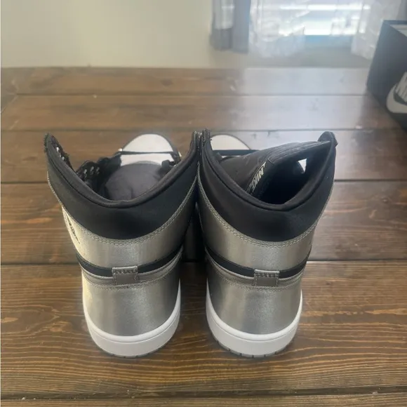jordan 1 Men's Black and Silver High-Top Sneakers