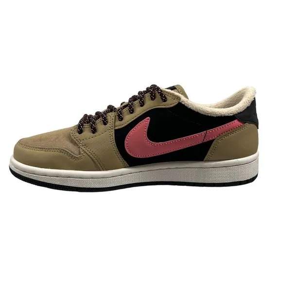 Jordan 1 Retro Low Fleece “Parachute Beige”  Women 6.5 Sneakers Fuzzy Tan Pink