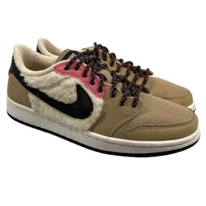 Jordan 1 Retro Low Fleece “Parachute Beige”  Women 6.5 Sneakers Fuzzy Tan Pink