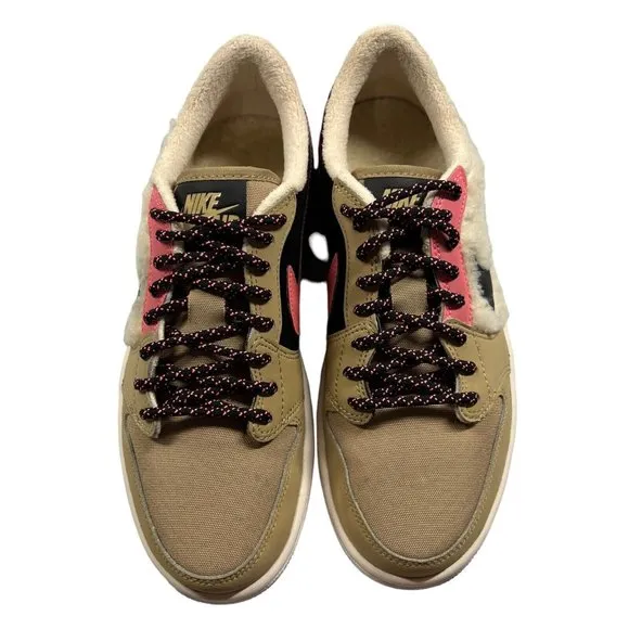 Jordan 1 Retro Low Fleece “Parachute Beige”  Women 6.5 Sneakers Fuzzy Tan Pink