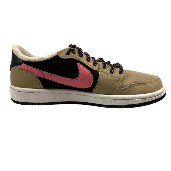 Jordan 1 Retro Low Fleece “Parachute Beige”  Women 6.5 Sneakers Fuzzy Tan Pink