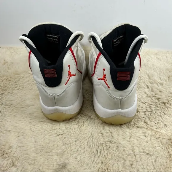 Jordan 11 White and Red High-Top Sneakers