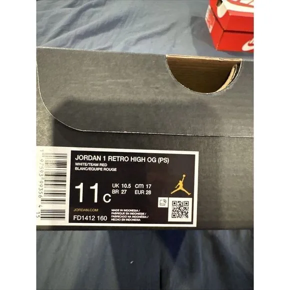 Jordan 1 Varsity Red Pre School Size 11c New CU0449-061 Air Jordan Retro High OG
