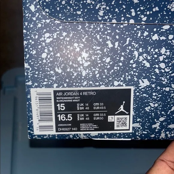 Jordan 4 Retro Cement Navy Sneakers sz 15