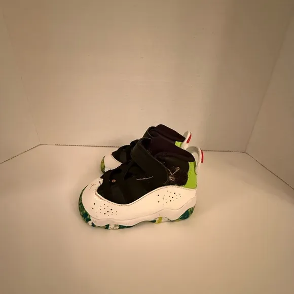 Jordan 6 Rings Toddler Sneakers Black White Neon Green Multicolor Sole