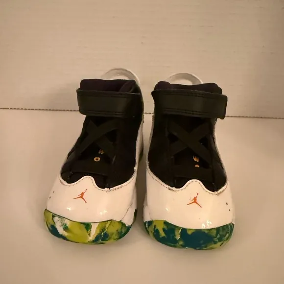Jordan 6 Rings Toddler Sneakers Black White Neon Green Multicolor Sole