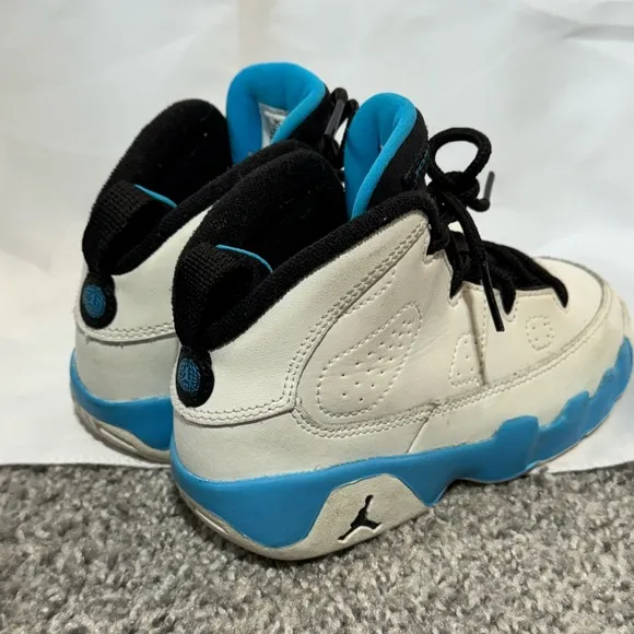 Jordan 9 Retro Toddler Shoes Summit White-Black-Dark Powder Blue Size 9C