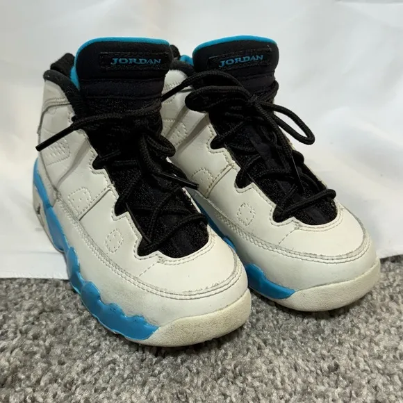 Jordan 9 Retro Toddler Shoes Summit White-Black-Dark Powder Blue Size 9C
