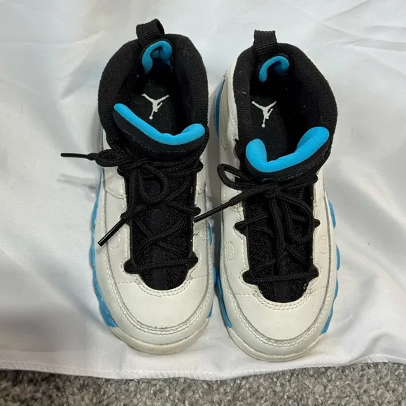 Jordan 9 Retro Toddler Shoes Summit White-Black-Dark Powder Blue Size 9C