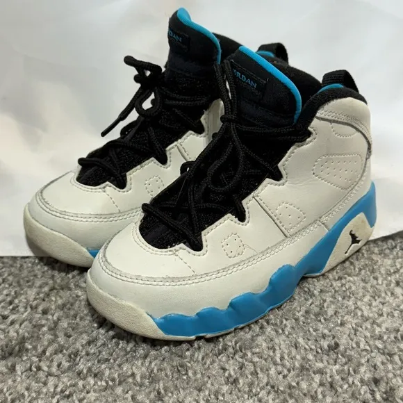 Jordan 9 Retro Toddler Shoes Summit White-Black-Dark Powder Blue Size 9C