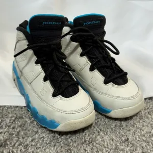 Jordan 9 Retro Toddler Shoes Summit White-Black-Dark Powder Blue Size 9C
