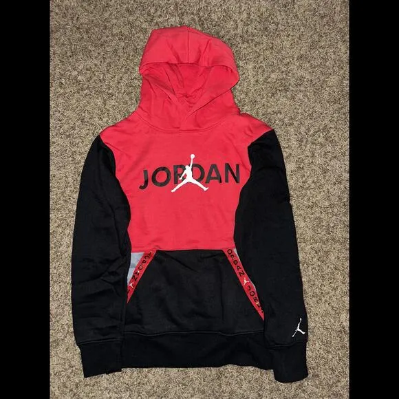 Jordan Big Kids (Boy’s) Vert Tape Fleece Pullover Red Hoodie
