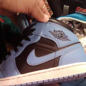 Jordan Black and Blue High-Top Sneakers