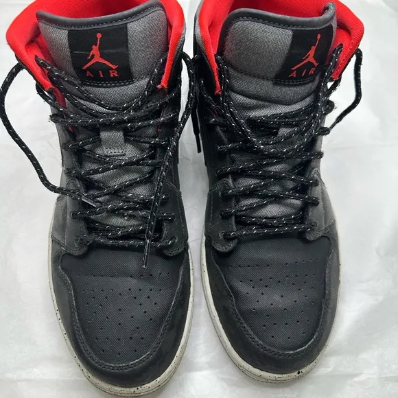 Jordan Black and Red High-Top Sneakers with Signature Jumpman