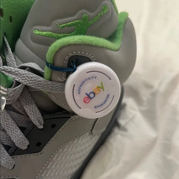 Jordan Gray and Green Air 5 Sneakers with Suede Upper