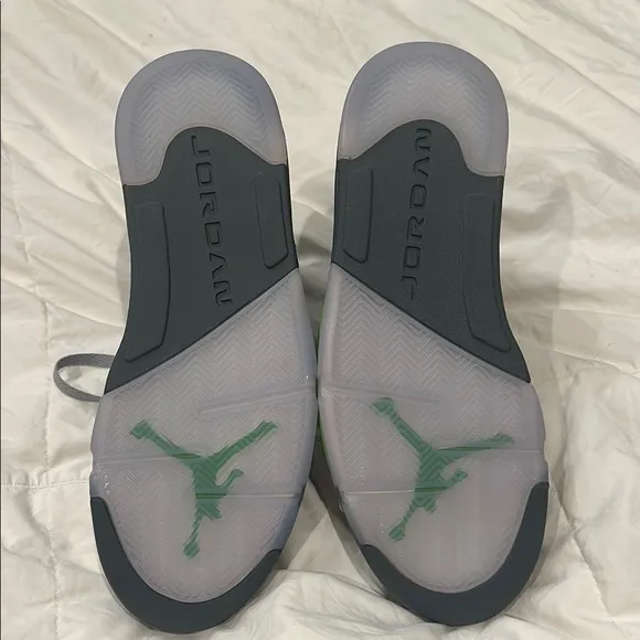 Jordan Gray and Green Air 5 Sneakers with Suede Upper
