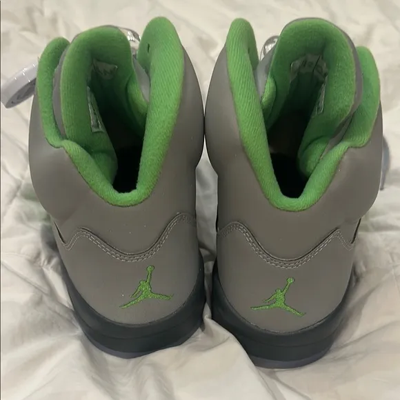 Jordan Gray and Green Air 5 Sneakers with Suede Upper
