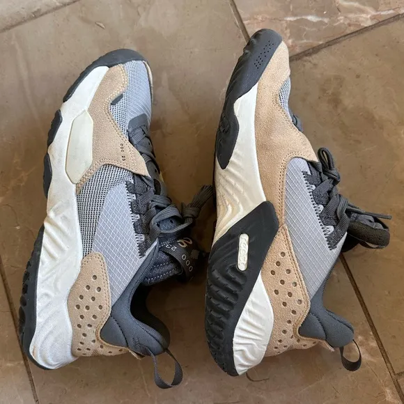Jordan Gray and Tan Sneakers with Modern Silhouette