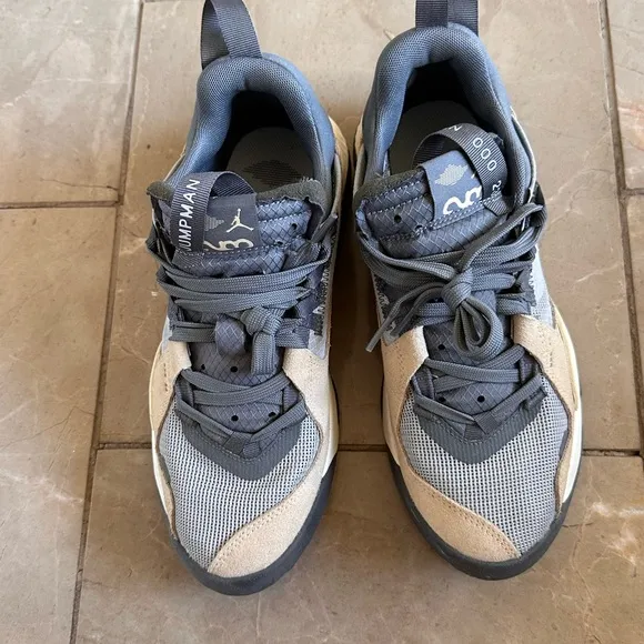 Jordan Gray and Tan Sneakers with Modern Silhouette