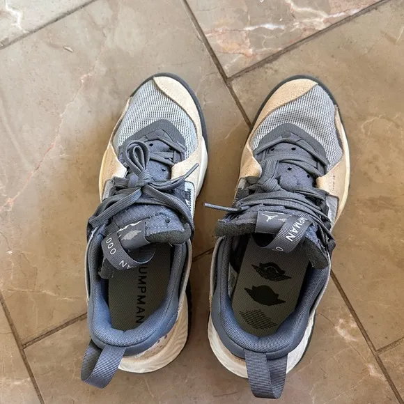 Jordan Gray and Tan Sneakers with Modern Silhouette