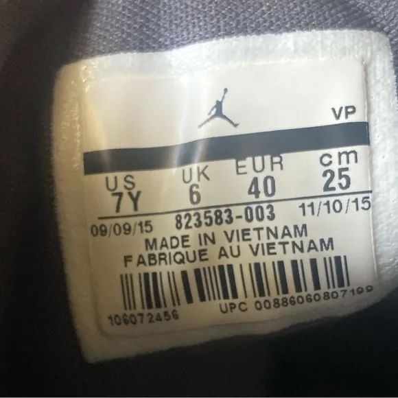 JORDAN HORIZON WOLF GREY BLACK HI-TOP  SNEAKERS SIZE 7Y Kidscore Goth EUC