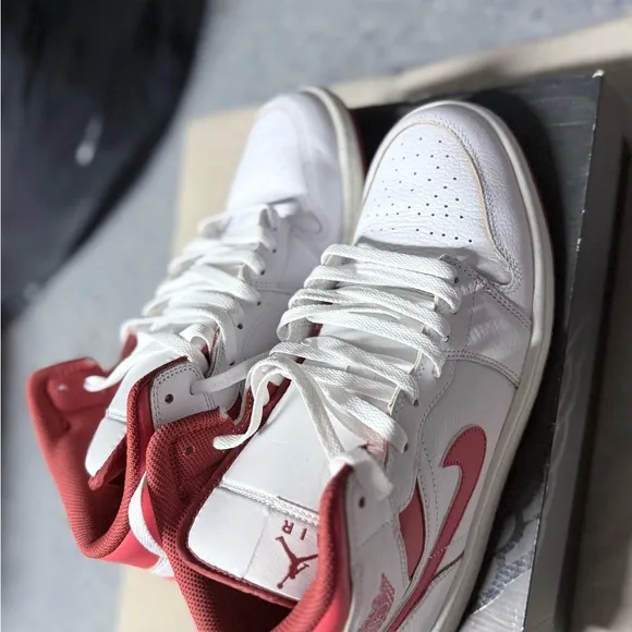 Jordan men’s  White and Red Sneakers with box size 11.5