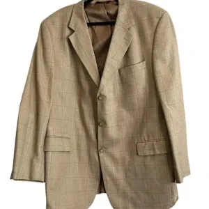 Jos A Banks Men 48L Jacket Tan Silk Wool Herringbone Corpcore Classic Heritage