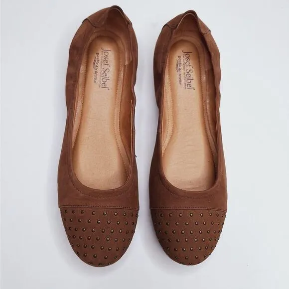 Josef Seibel Pippa 43 Ballet Flats EU 42 US 11 Suede Leather Studded Chestnut