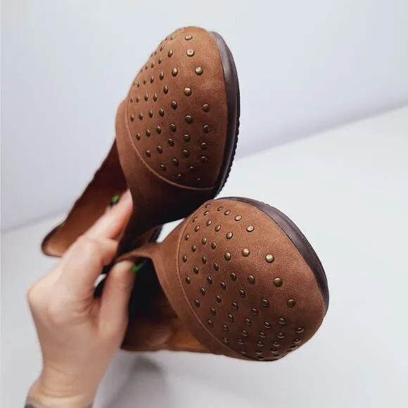 Josef Seibel Pippa 43 Ballet Flats EU 42 US 11 Suede Leather Studded Chestnut