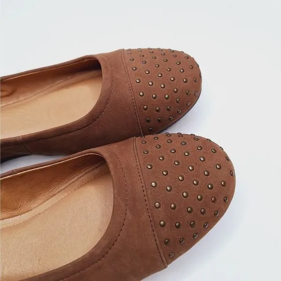Josef Seibel Pippa 43 Ballet Flats EU 42 US 11 Suede Leather Studded Chestnut