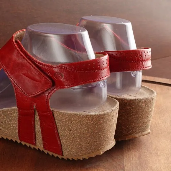 Josef Seibel Sandals Womens SZ EU 41 US 10-10.5 Red Leather Wedge Comfort Shoes