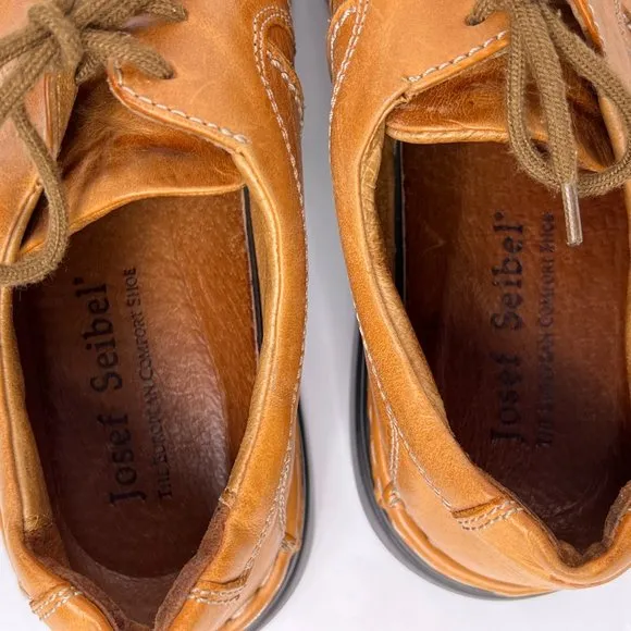 Josef Seibel Tan Leather Comfort Walking Casual Oxford Shoes Mens Size 42 8.5 9