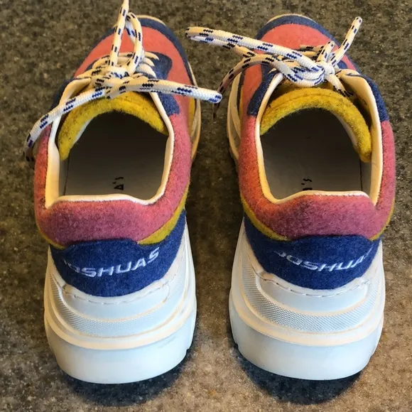 JOSHUA SANDERS Chunky Platform Felt Leather Sneakers Made in Italy