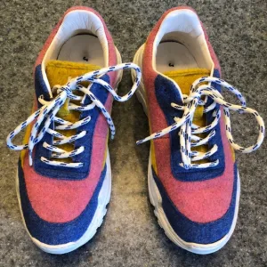 JOSHUA SANDERS Chunky Platform Felt Leather Sneakers Made in Italy