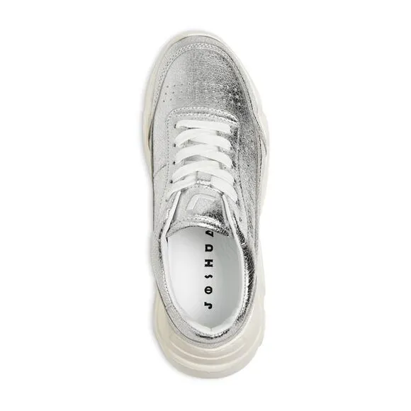 JOSHUAS Womens Silver Comfort Zenith Round Toe Leather Athletic Sneakers 38