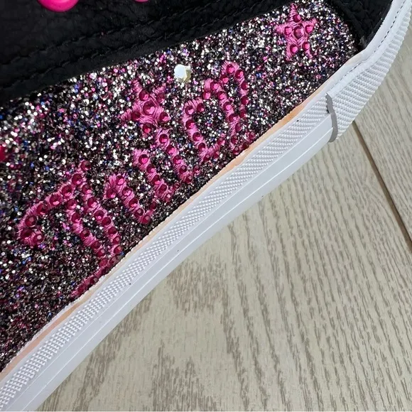 Juicy Couture Big Girls Old Town Glitter Lace-up Sneakers 3 Black &amp; Pink $50